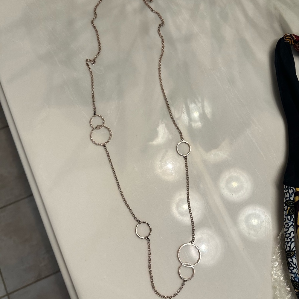 Lane Bryant long rose gold Necklace with Geometric Circles